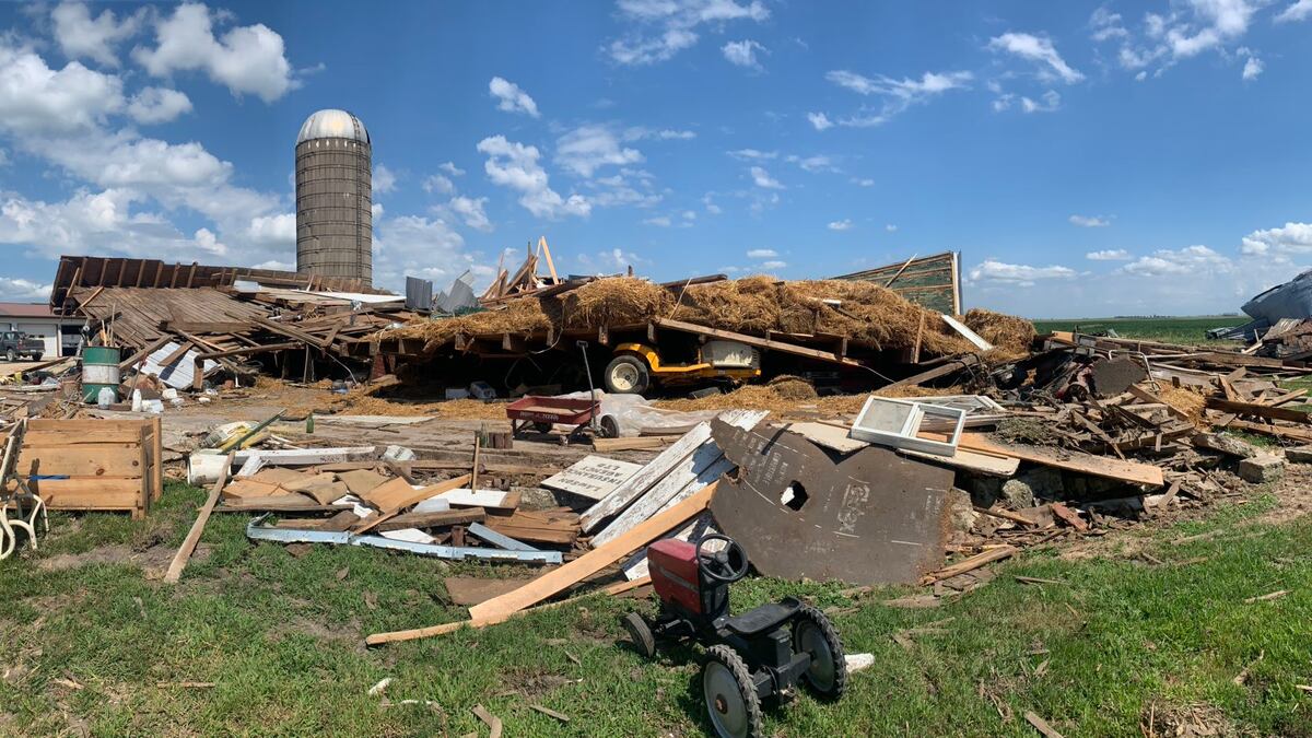 A century old barn was destroyed in Cedar County by the Iowa Derecho.