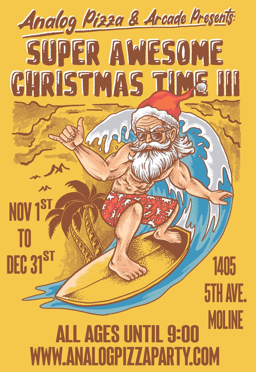 Analog Pizza & Arcade announces plans for 'Super Awesome Christmas Time III'.