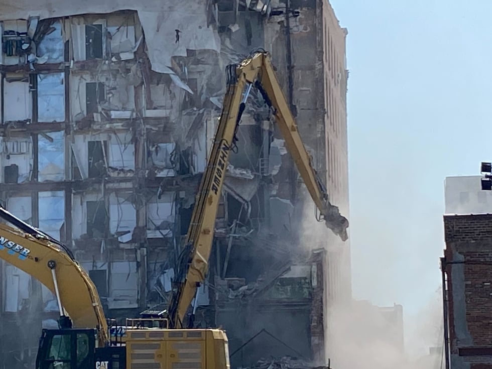 Crews began dismantling 324 Main Street today,
