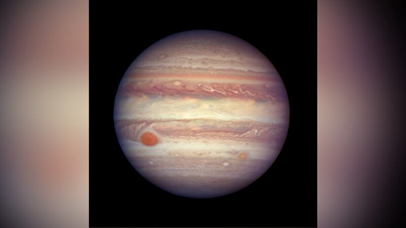 This image made available by NASA shows the planet Jupiter when it was at a distance of about...