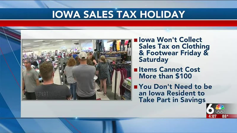 Iowa sales tax holiday - 4 pm