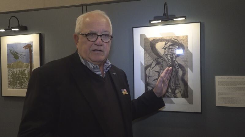 Local Vietnam Veteran Bill Albracht talked about the paintings that an artist created about...