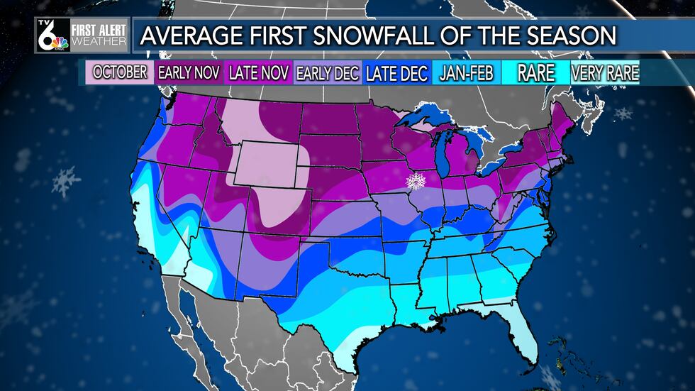 Average first measurable snow of the season